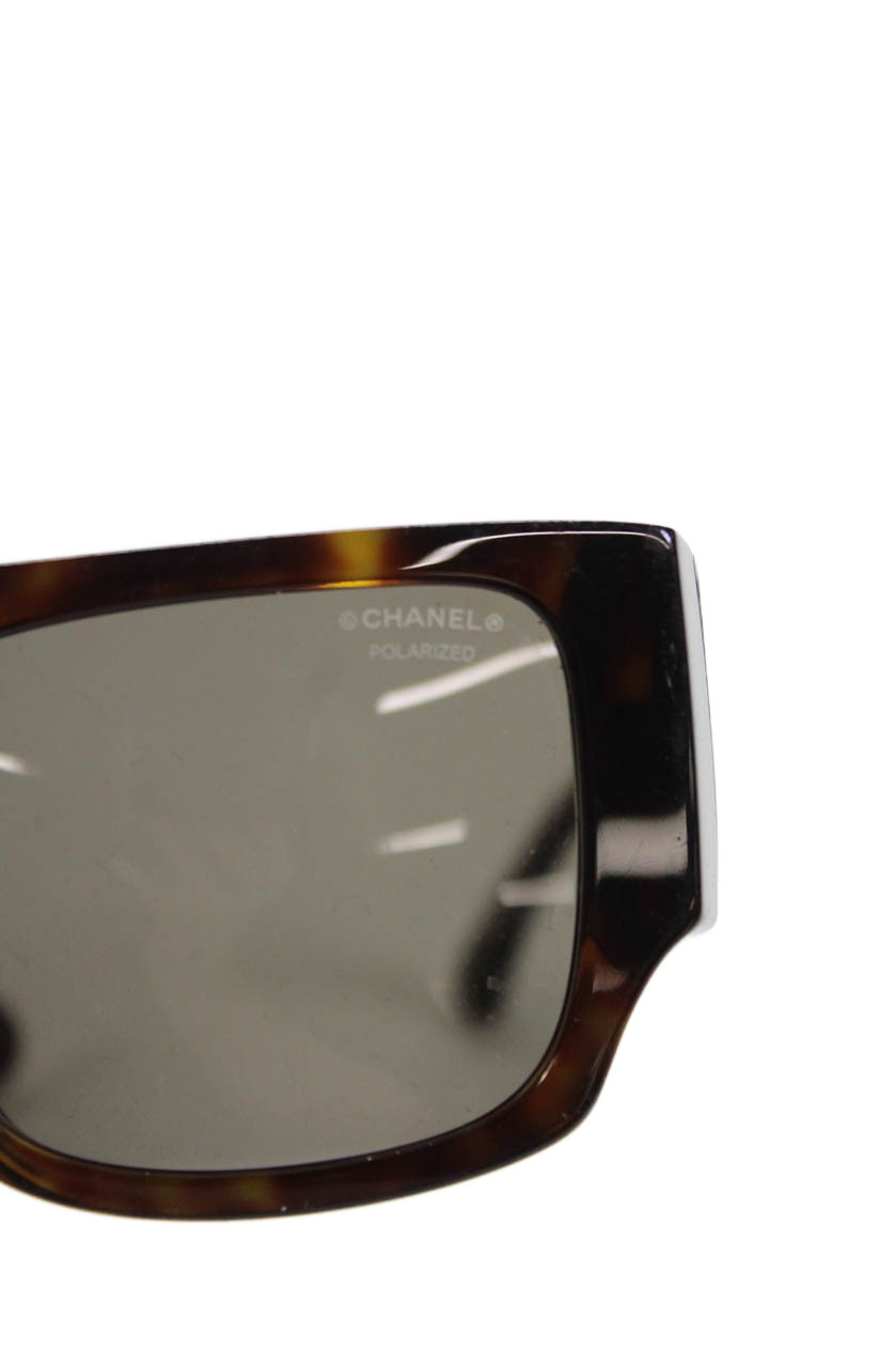 Chanel Womens Tortoise Shell Pattern Square Sungl… - image 7