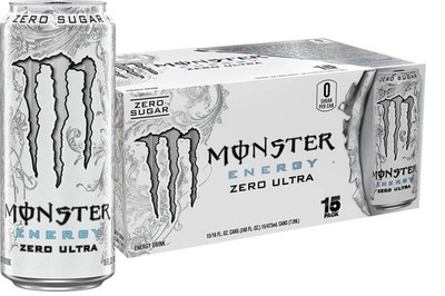 Monster Energy Zero Ultra, Sugar Free Energy Drink, 16 Ounce (Pack of 15)