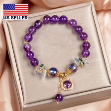 Stone Elastic Stretch Bracelet 8mm Round Accents Beads Bracelet Chain US 