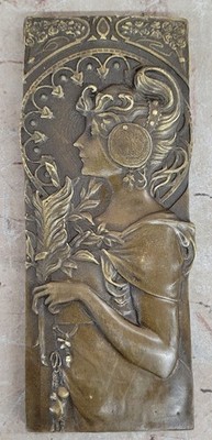 Fine French Bronze Statue Bas Relief Sculpture Figure Figurine Art Nouveau Deco