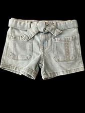 OshKosh B Gosh Girls Belted Denim Jean Shorts Size 4 Front Pocket NWT