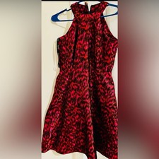 Calvin Klein Halter pink and red jaquard fit and flare party dress size 2p
