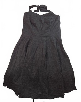 Black Halter Neck Fit and Flare Dress with Corset Back