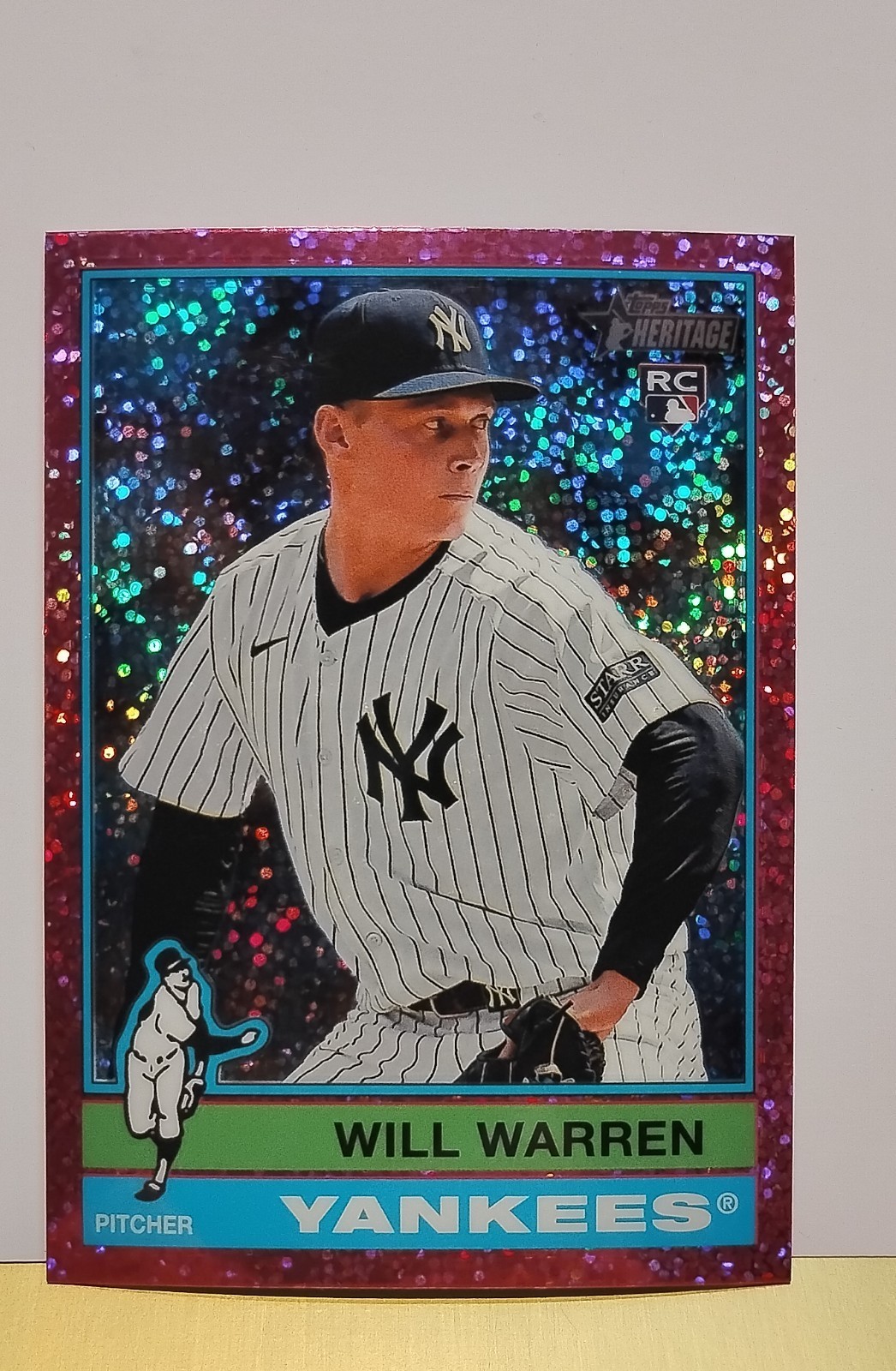 2025 Topps Heritage - Will Warren #281 Chrome Pink Sparkle Refractor (RC)