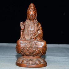 Exquisite Small Leaf Boxwood Lotus Flower Guanyin Ornament
