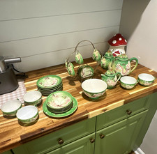 Occupied Japan Green Dragon 33-Piece Tea Set
