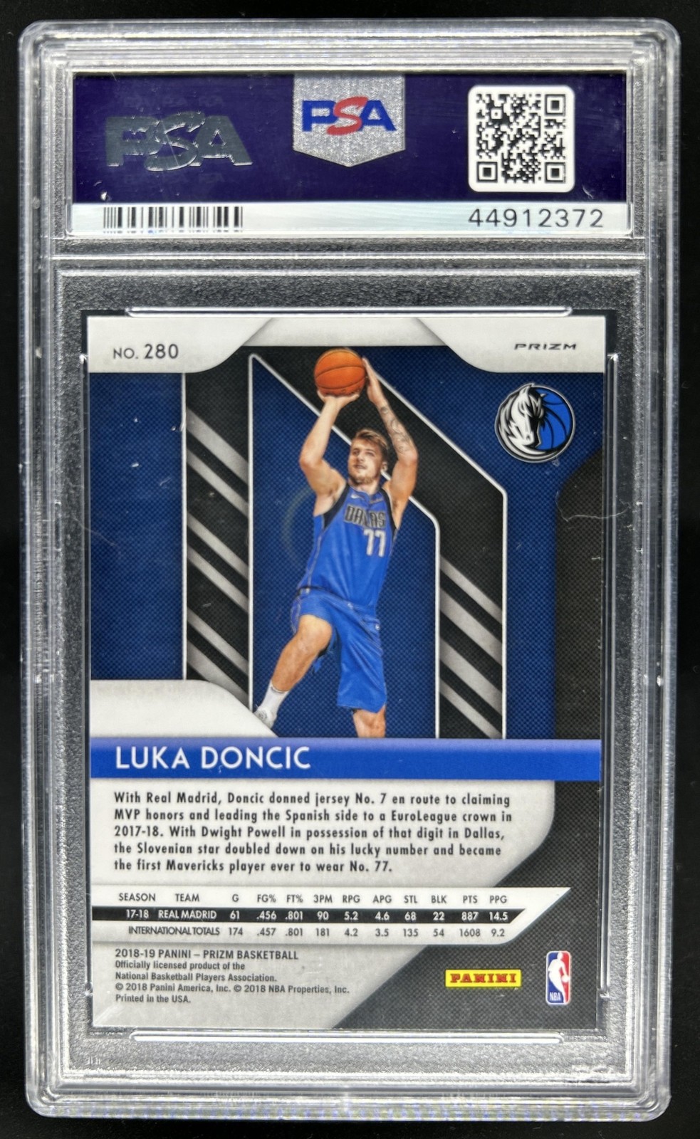 2018-19 Panini Prizm Luka Doncic Prizm Green Rookie RC #280 Mavericks PSA 10 view 2