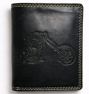 Geldbörse Tillberg Geldbeutel Herren Leder Biker Motive Black Hochkant Börse