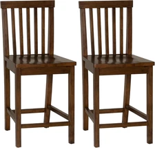 Deandra Walnut Wooden 24" Seat Height Counter Stool in a Set of 2