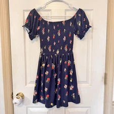 J for Justify Womens Blue Floral Maxi Dress Elastic Waist Size Small Knee Length