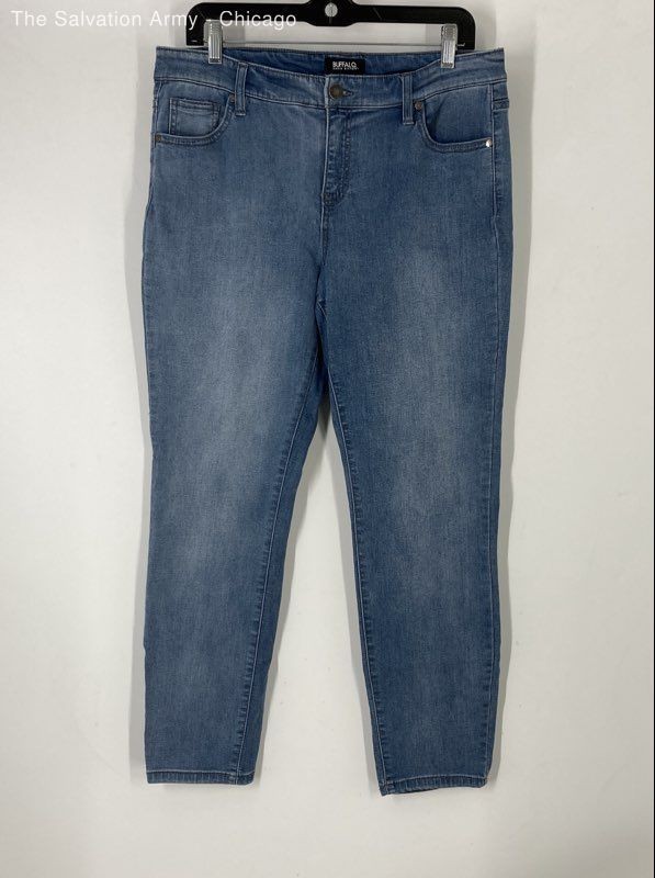 Buffalo David Bitton Womens Blue Mid-Rise Pockets Denim Straight Jeans Sz 12/32