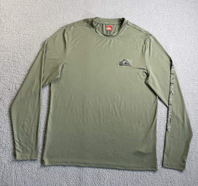 Quicksilver Every day Long Sleeve Surf Tee Mens M Green UPF Sun Protection 50+