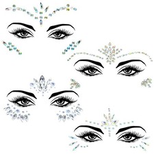 Yuanchu 4 Sets Face Gems for Women, Self-Adhesive Commen size, Colored
