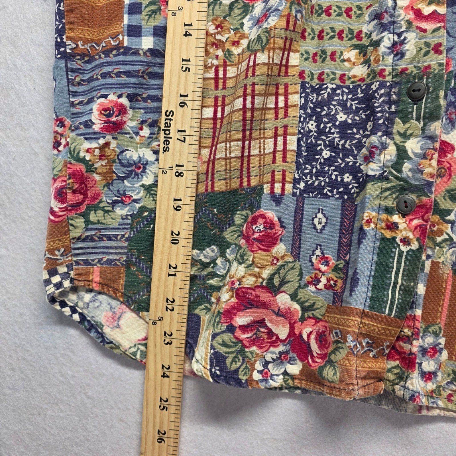 Capacity Womens Small Patchwork Floral Button Up … - image 5