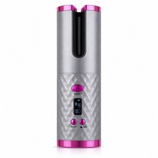 Automatic Hair Curler Cordless Rotating Ceramic Curling Iron LCD Rechargeable