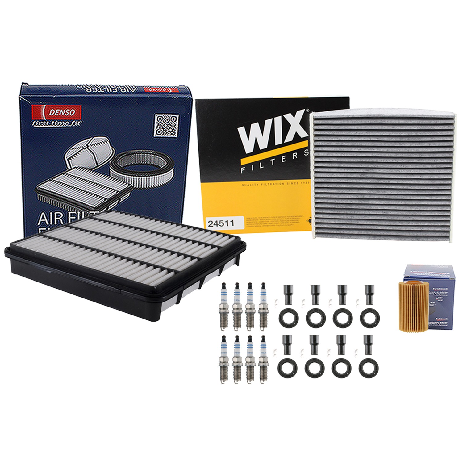 Denso Tune Up Kit Bosch 8 Spark Plugs and Boots Kit for LX570 Sequoia 5.7L V8