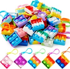 JOYIN Square Pop Fidget Keychain 30 Pack Pop Fidget Toys Bulk Party Favors for K