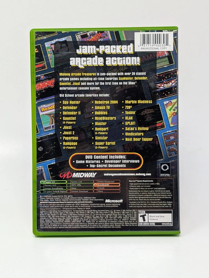 Midway Arcade Treasures -Not For Resale (Microsoft Xbox, 2003) - CIB W/ Reg Card - Image 2 of 3