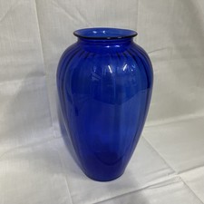 Vintage Tall Anchor Hocking Cobalt Blue Ribbe...