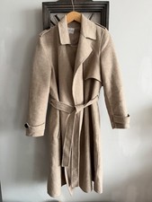 Next Petite Size 12 Wool Blend Coat Beige Wrap Belted Smart Spring  Trench Coat