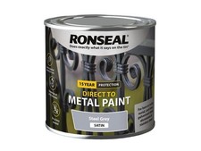 Image of  Ronseal Direct to Metal Paint Steel Grey Satin 250ml RSLDTMSGS250