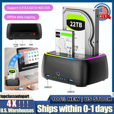 USB 3.0 to SATA fit 2.5/3.5" HDD/SSD Dual Bay Docking Station w/Offline Clone S 