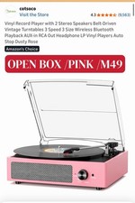 M49 pink Vinyl Record Player Turntable Bluetooth 3 Speed Built-in Speakers Retr