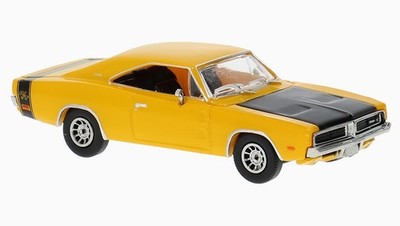 Brekina 1969 Dodge Charger - Yellow/Black #18001 1/87 HO Scale