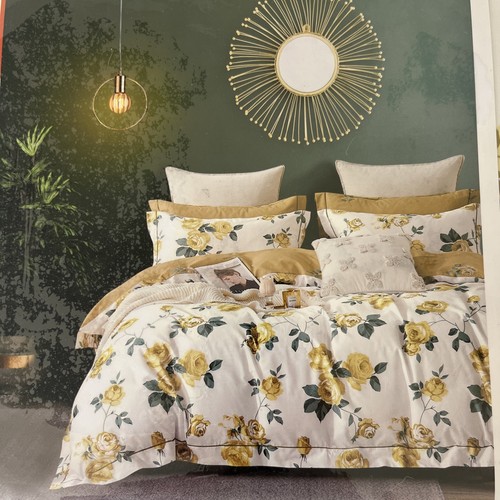Say Yes Bedding Yellow Roses Full/ Queen Duvet 2 Pillowcases Floral 100% Cotton