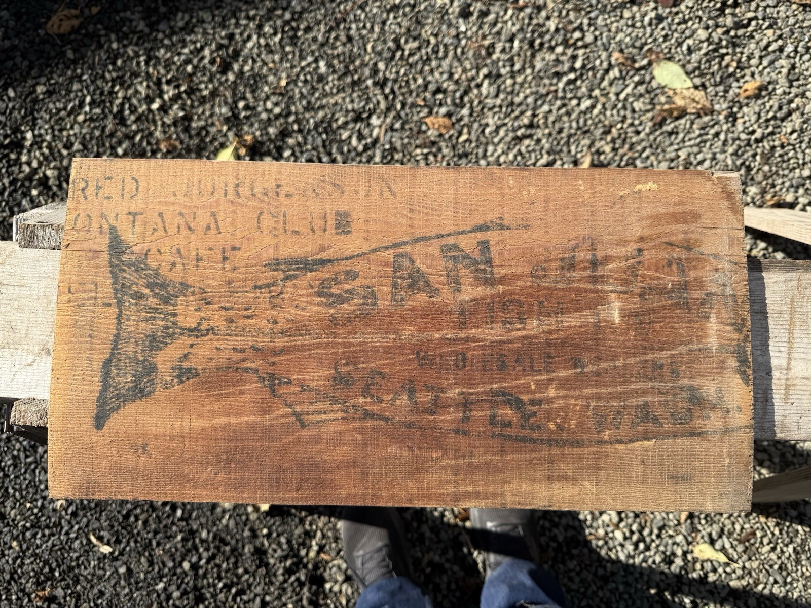 Vintage Seattle fish crate  San Juan Fish Co Sign