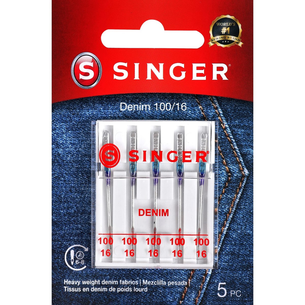 Denim Sewing Machine Needles Size 10016 Set Of 5 Heavy Duty For