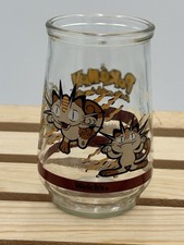 Vintage 1999 Welch's x Pokemon #52 Meowth Glass Jelly Jar Promotional Collect