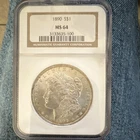 1890 Morgan Silver Dollar $1 MS 64 NGC Uncirculated Philadelphia KM#110