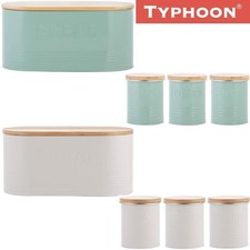 Typhoon 4pc Bread Bin Tea Coffee Sugar Canister Kitchen Storage Set