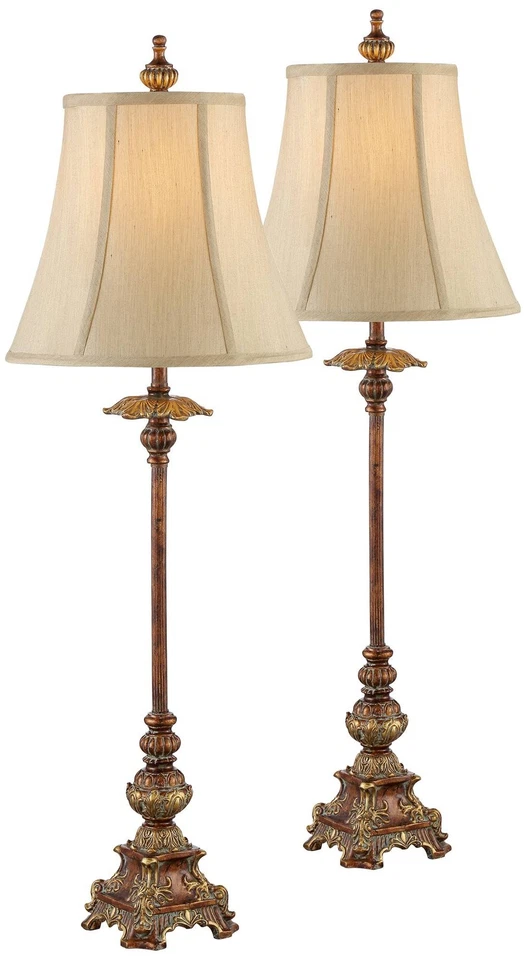 Juliette Traditional Buffet Table Lamps 36 1/2" Tall Set of 2 Bronze for Bedroom - Image 2 of 4