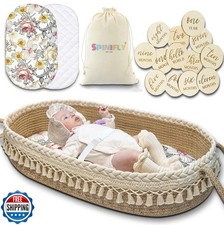 Baby Changing Basket Kit - Macrame Boho Moses Basket for Babies, Handmade 100