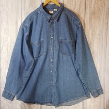 Vintage Levi's Denim Shirt Mens 2XL Blue Button Up Long Sleeve Red Tab 90s