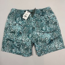 Robert Graham Board Shorts Swim Trunks Mens XL Green Pailsey Floral Lined 7" NEW