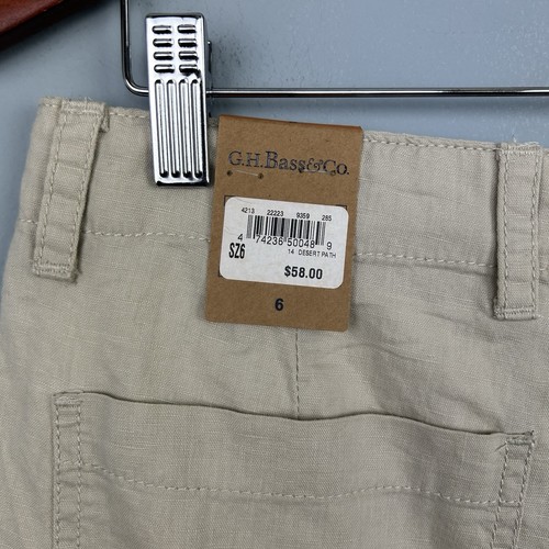 G.H. Bass & Co. Linen Blend Bermuda Style Shorts Size 6 Beige 8” Inseam NWT - Picture 7 of 9
