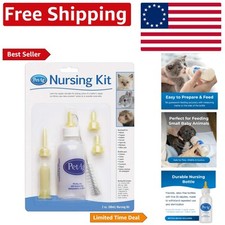 2 oz Pet Nursing Kit - Promotes Natural Feeding with 5 Vented Nipples  Brush