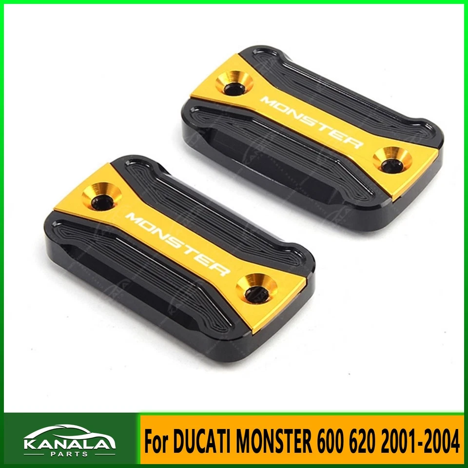 2PCS Front Brake Fluid Reservoir Cover Cap For DUCATI MONSTER 600 620 2001-2004 - Image 2 of 4