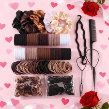 100PCS Hair Tie Set Elastic Ponytail Bands Women Girls Daily Hair Accessories