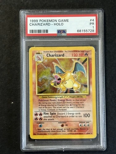 1999 Pokemon Game #4 Charizard Holo PSA 1 PR
