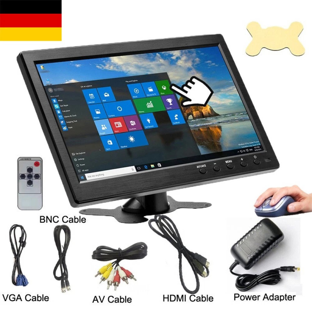 Schermo display 10,1 pollici HD CCTV monitor auto PC HDMI/VGA/BNC/AV ingresso NUOVO foto 3