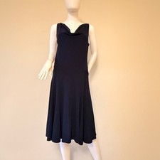 Lauren Ralph Lauren Women's Navy Blue Cowl Neck Sleeveless Flared Midi Dress 4