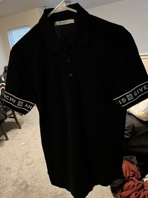 Givenchy Men's Black Slim Fit Polo Shirt 4G Logo Band 100% Cotton Collared