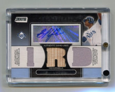 2008 Topps Stadium Club - BJ UPTON - Triumvirate Autograph Jersey Bat - RAYS /99