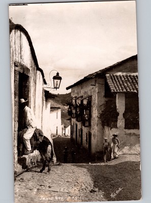 c1930 Village Street Scene In Taxco Guerrero Gro Mexico RPPC Real Photo Postcard