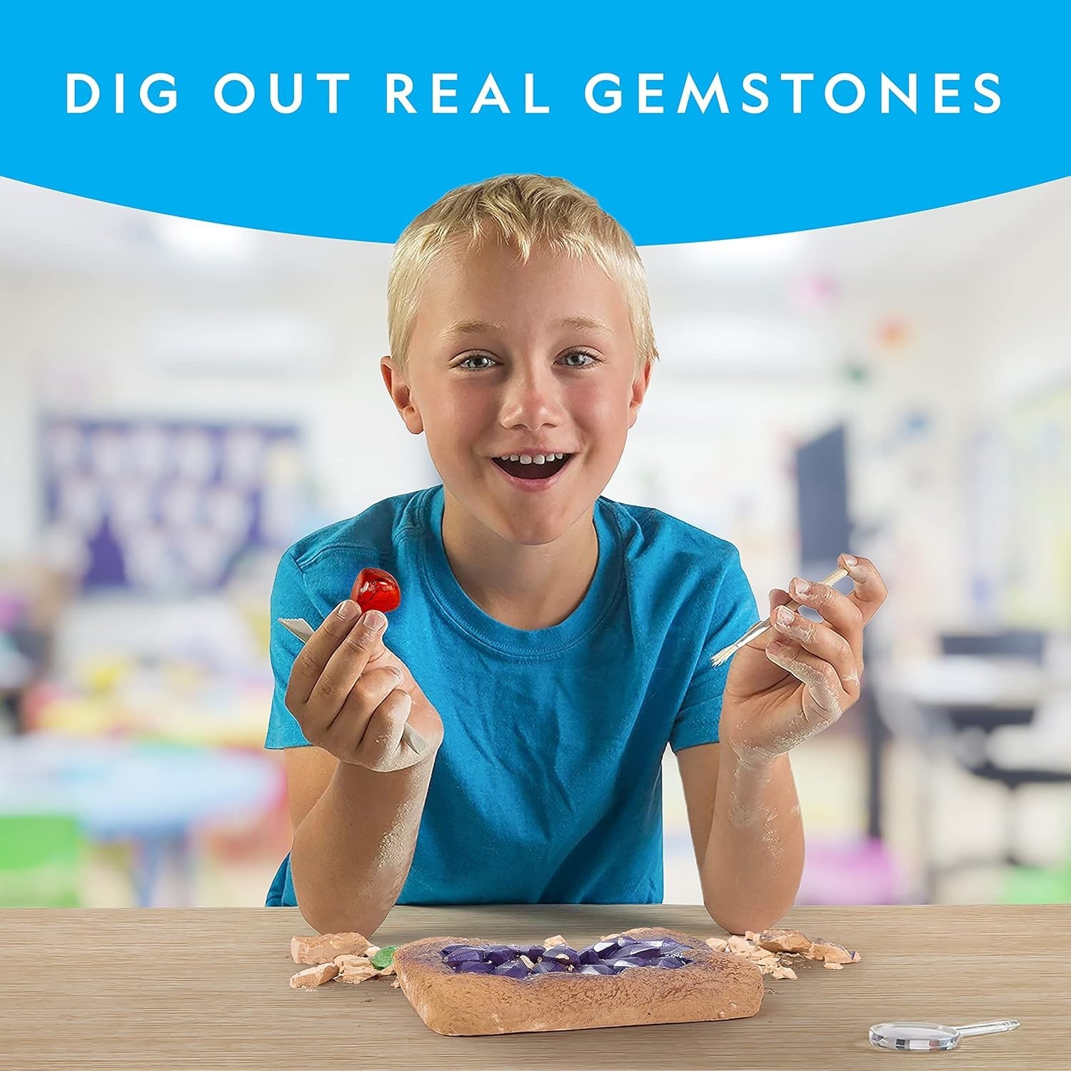 National Geographic Gem Dig Kit: Explore 15 Stunning Real Gemstones & Crystals