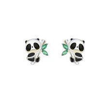 Cute Panda Bear 925 Sterling Silver Small Stud Earrings for Women